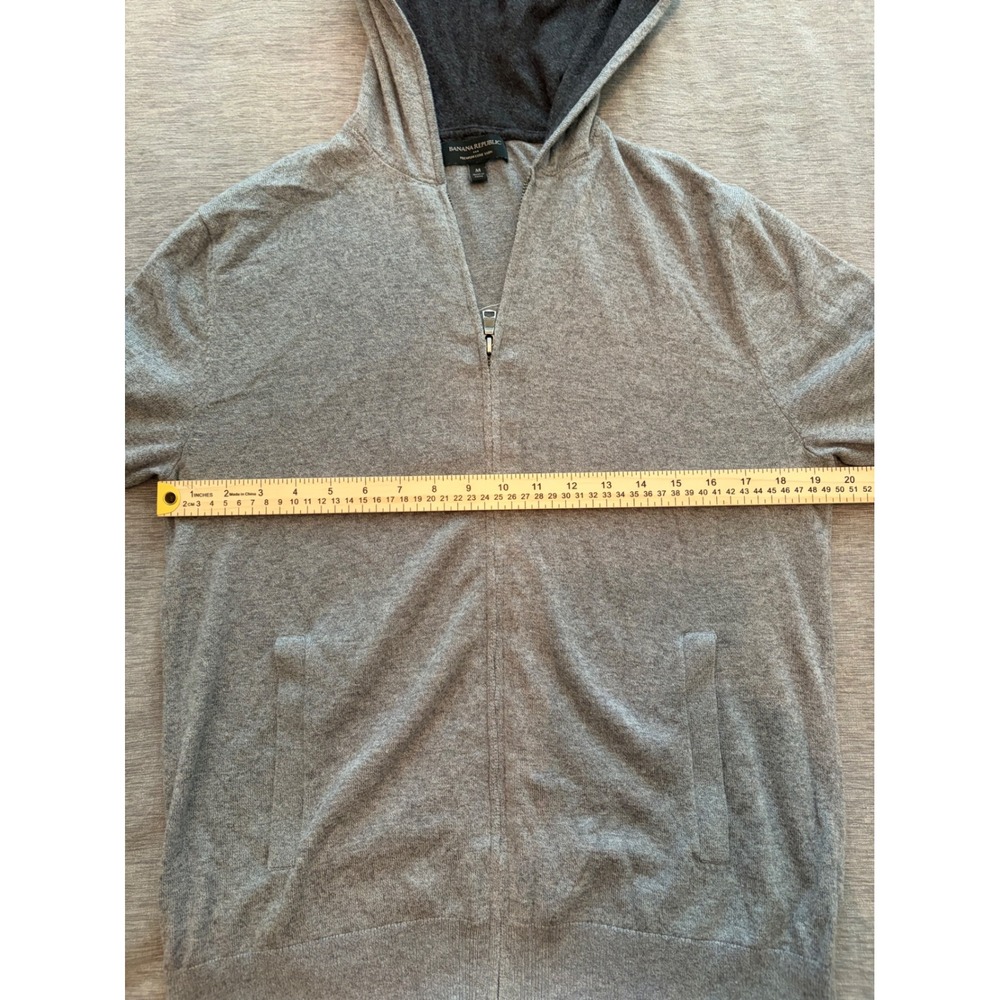Banana Republic Mens Premium Luxe Yarn Silk Cashmere Blend Zip Hoodie Gray M - Picture 5 of 8
